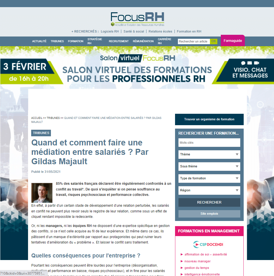 Quand et comment faire une médiation entre salariés ? HOLOMNIS